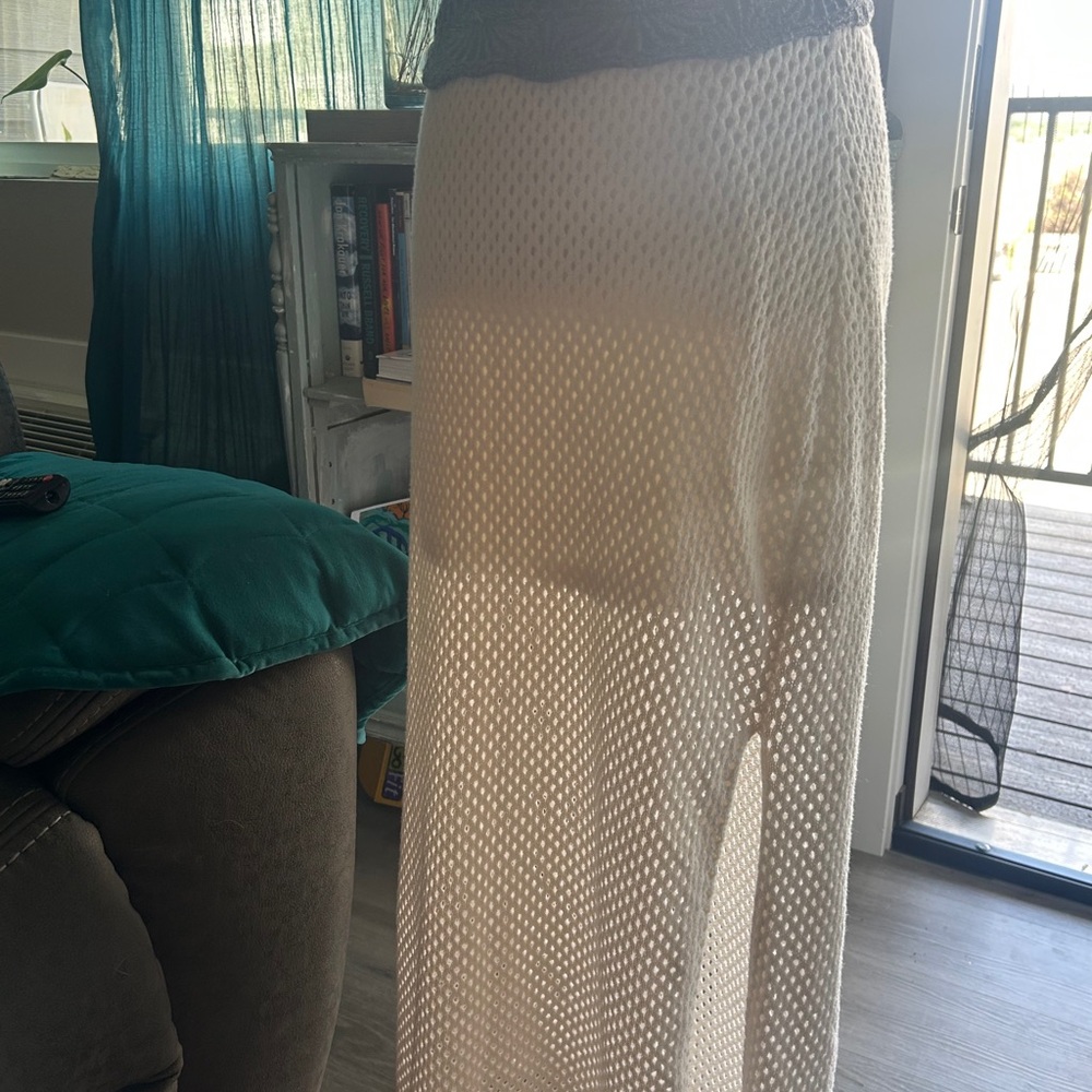Universal Thread Crochet Cream Maxi Skirt With Slit Womens Medium